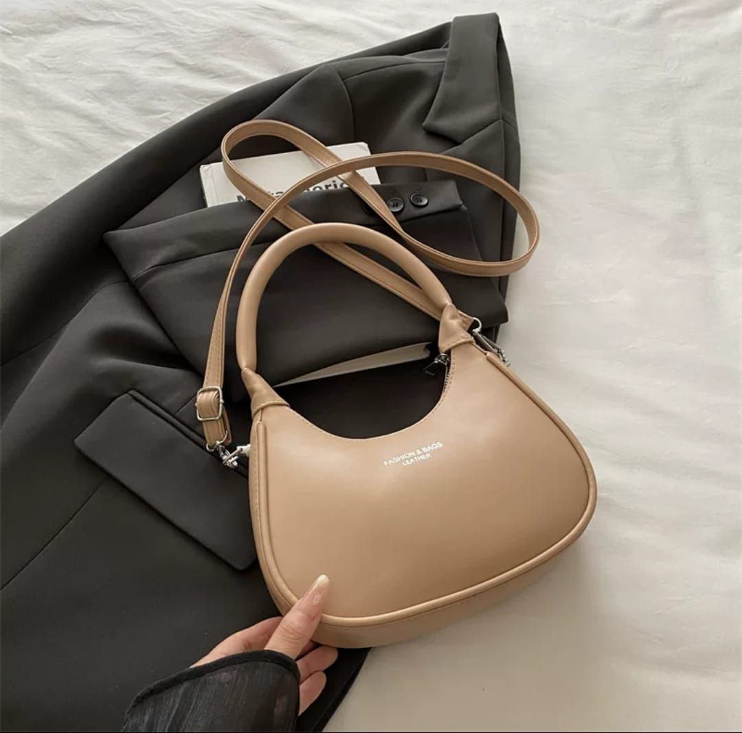 Minimalist Leather-Finish Hobo Bag