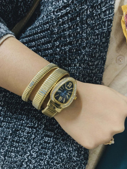 Snake Shaped Women39;s Watches Rhinestone Luxury Brand Ladies Snake Bracelet Watch Girl