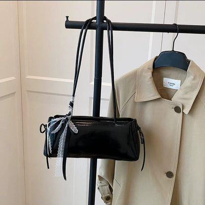 Elegant Ribbon-Tie Baguette Bag