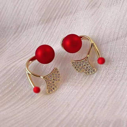 retro Hepburn style red earrings