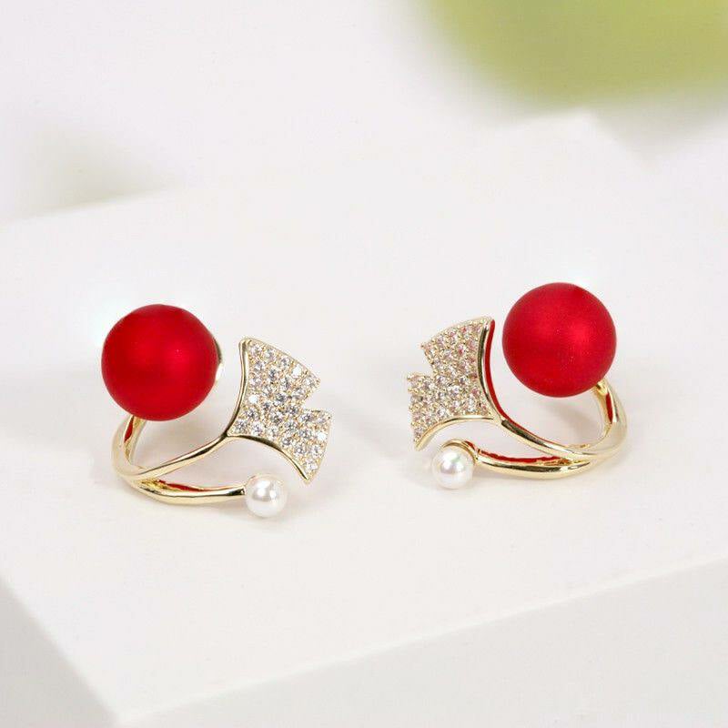 retro Hepburn style red earrings