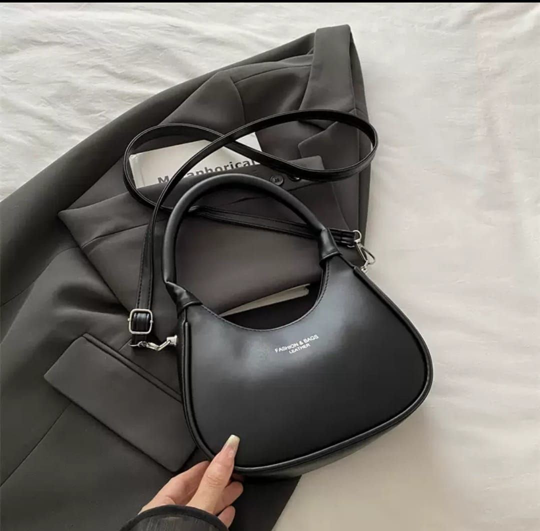 Minimalist Leather-Finish Hobo Bag