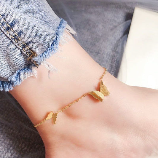 18K Gold Plated Titanium Steel Butterfly Anklet|Anti-Tarnish & Waterproof