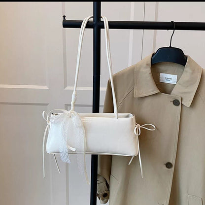 Elegant Ribbon-Tie Baguette Bag