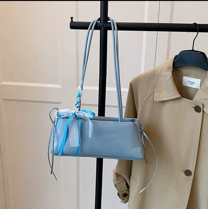 Elegant Ribbon-Tie Baguette Bag