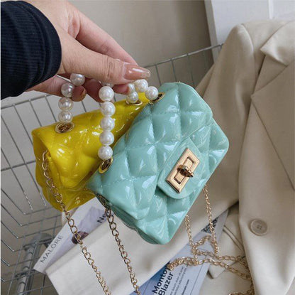 Bagbin Designer sling bag and Handbags baby girls | Purse Small Pearl Handbags Kids Jelly Purse Bag With Chains 
Jelly bag