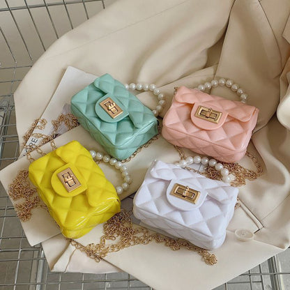 Bagbin Designer sling bag and Handbags baby girls | Purse Small Pearl Handbags Kids Jelly Purse Bag With Chains 
Jelly bag