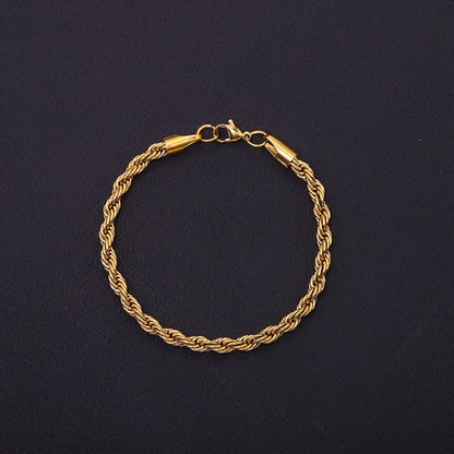 Trendy Stainless Steel Twist Rope Chain Necklace Bracelet Set 18k Gold Plated Jewelry Set for Women